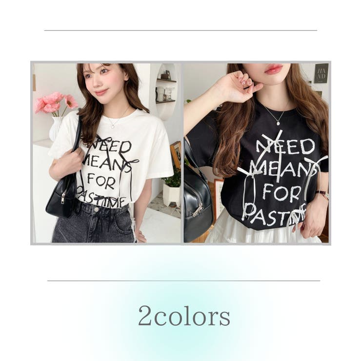 リボン付きロゴプリント半袖Tシャツ[品番：ERMW0000132]｜moment+