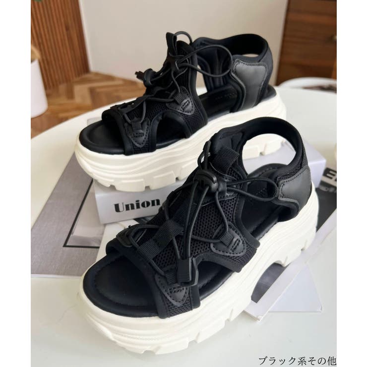 YELLO ブラック スポーツサンダル 厚底スニーカーサンダルM 箱付き