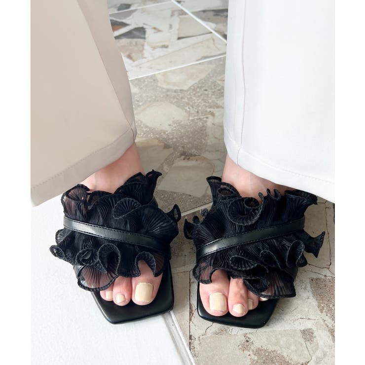 クロスフリルスクエアトゥーサンダル | moment+ | 詳細画像3 