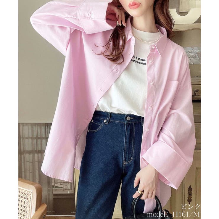 ピンク | ワイドスリーブオックスシャツ | moment+