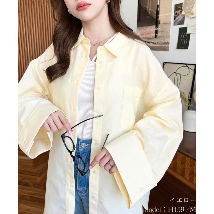 イエロー | ワイドスリーブオックスシャツ | moment+