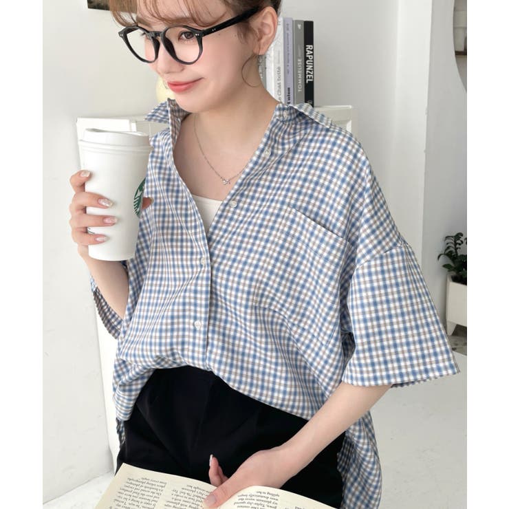 オーバーチェック半袖ルーズシャツ | moment+ | 詳細画像5 