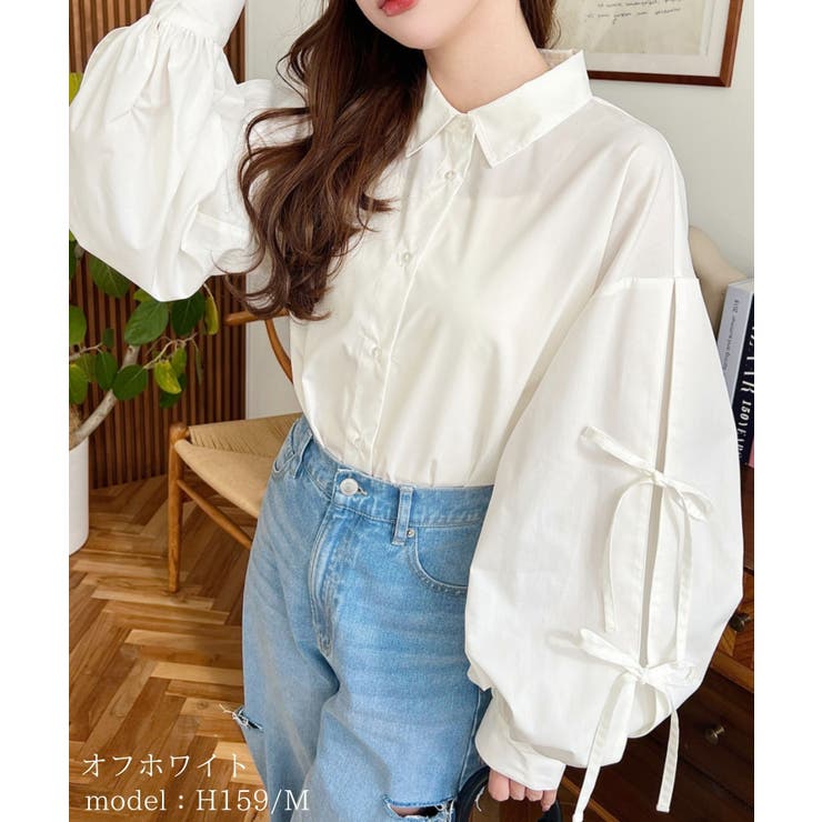 タックスリーブダブルリボンブラウス | moment+ | 詳細画像6 