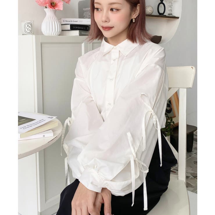 タックスリーブダブルリボンブラウス | moment+ | 詳細画像9 