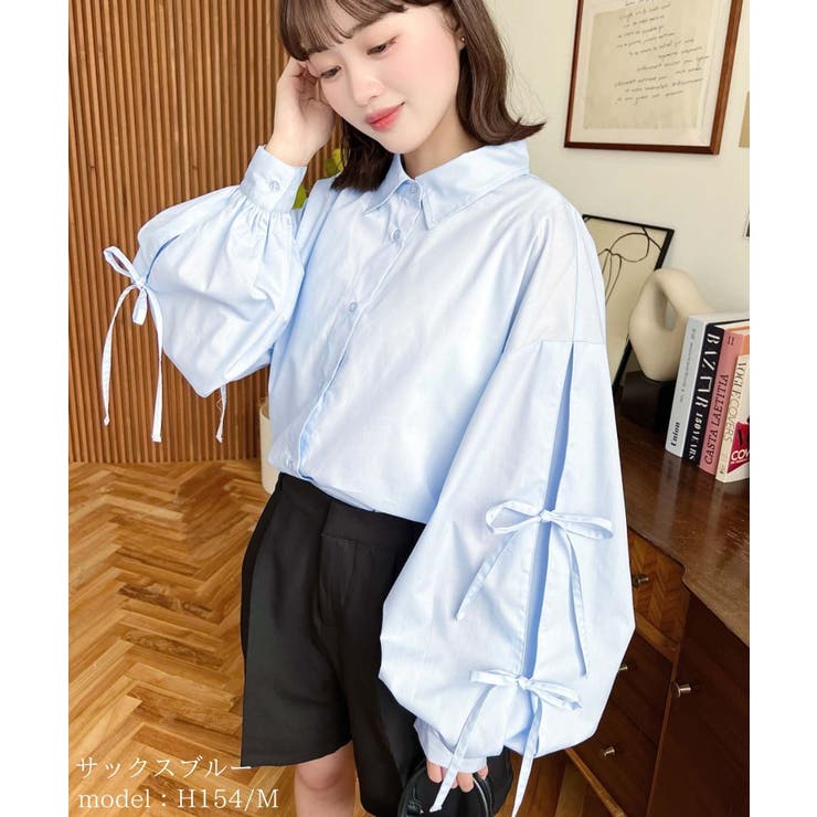 タックスリーブダブルリボンブラウス | moment+ | 詳細画像10 