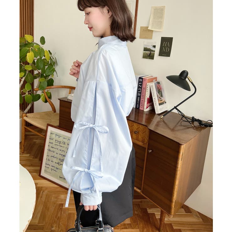 タックスリーブダブルリボンブラウス | moment+ | 詳細画像12 