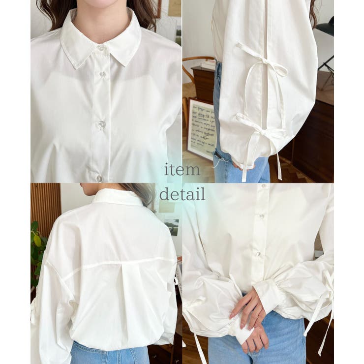 タックスリーブダブルリボンブラウス | moment+ | 詳細画像5 