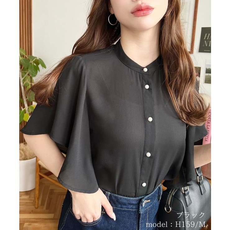 【美品】ローブブラン　ケープスリーブ シフォンブラウス　ツイストタイ　Aライン Cape sleeve Chiffon Blouse – L'AUBE BLANC