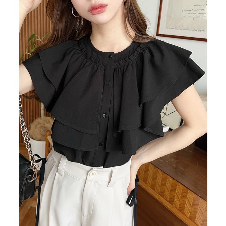 morphoseメタモ　半袖黒ブラウス Metamorphoseメタモ 半袖黒ブラウス