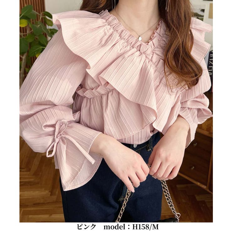 520u*美品 トゥジュー ストライプ カシュクール フリル ブラウス 520u*美品 トゥジュ ストライプ カシュクール フリル ブラウス