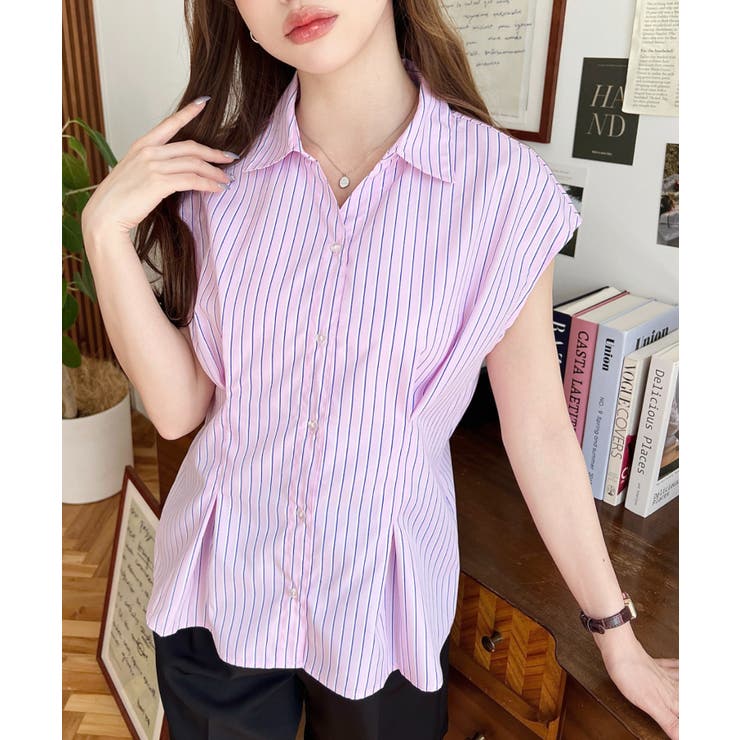 スキッパーフレンチスリーブウエストタックシャツ | moment+ | 詳細画像8 