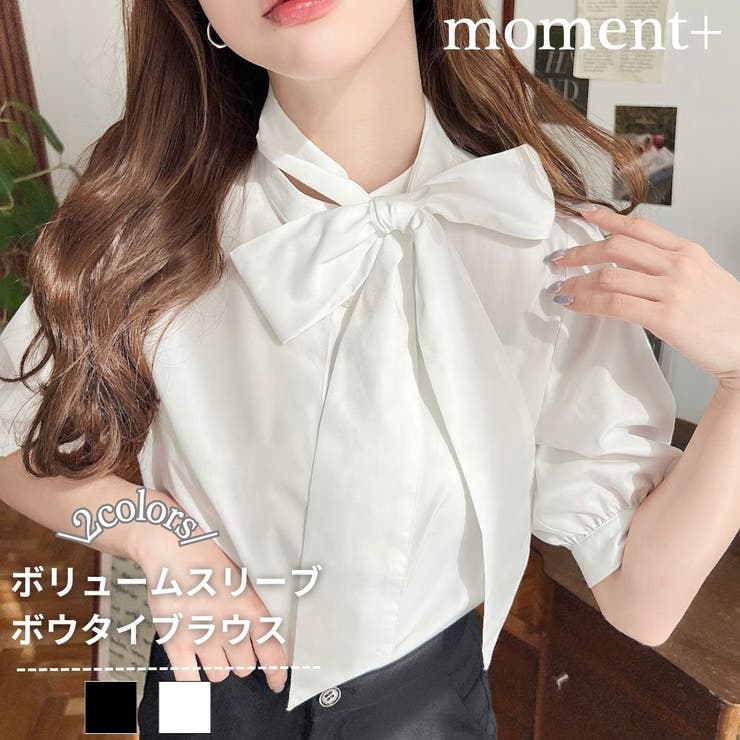 TCブロードボリュームスリーブアレンジボウタイ半袖ブラウス | moment+ | 詳細画像1 