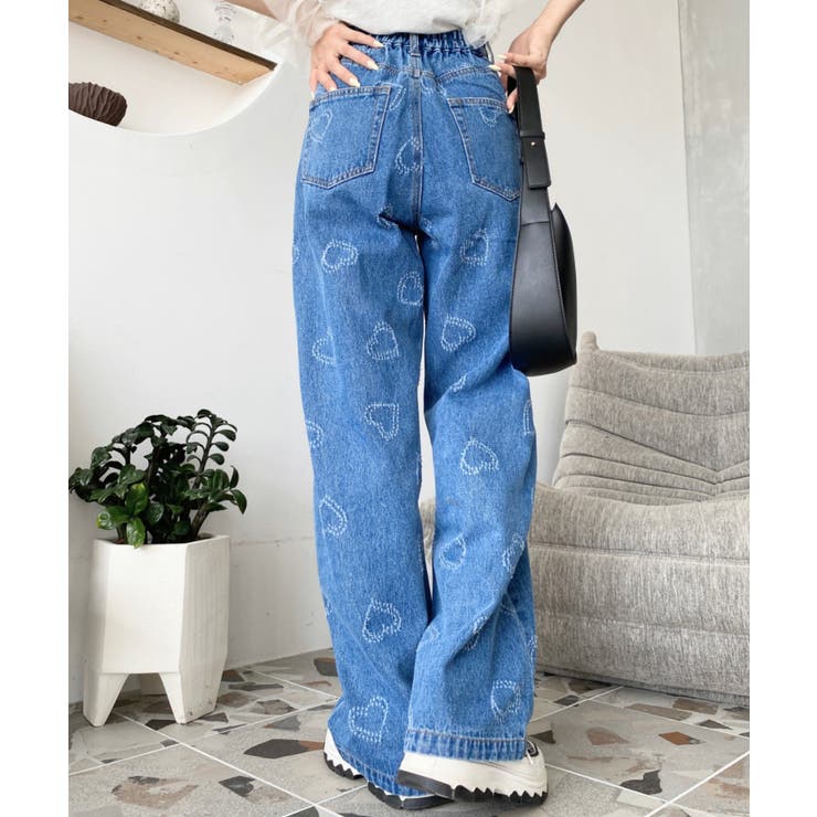 ハート柄デニムパンツ[品番：ERMW0000284]｜moment+（モーメントプラス