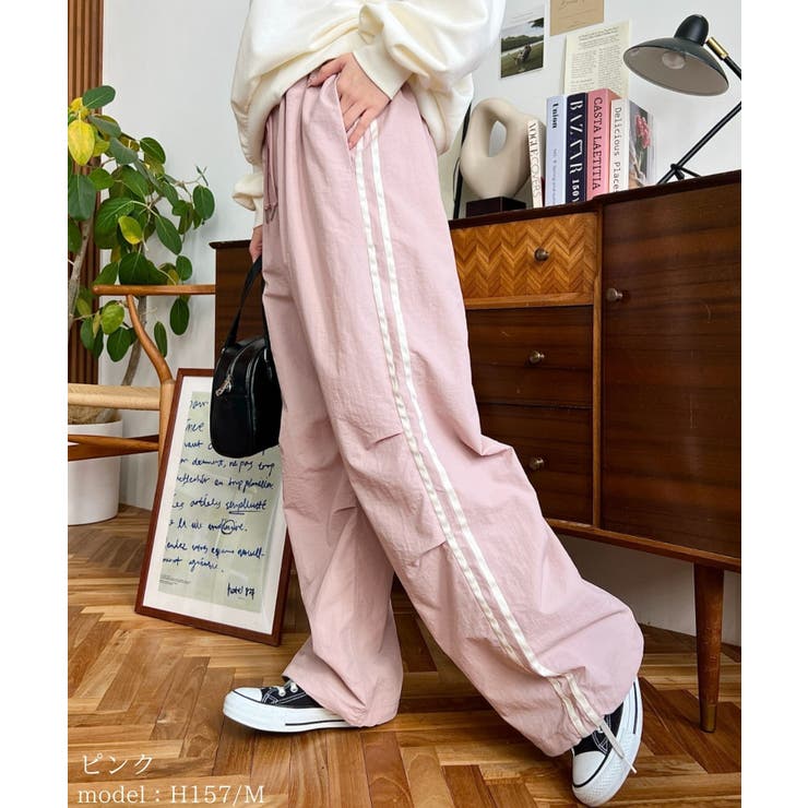 ナイロンパラシュートサイドラインパンツ | moment+ | 詳細画像11 