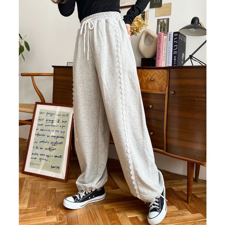 サイドレース切替スウェットパンツ | moment+ | 詳細画像9 