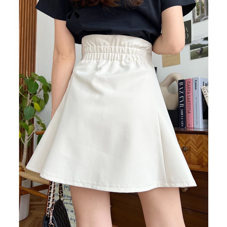 厚手TPUカットジョーゼットハイウエストフレアミニスカパン | moment+ | 詳細画像7 