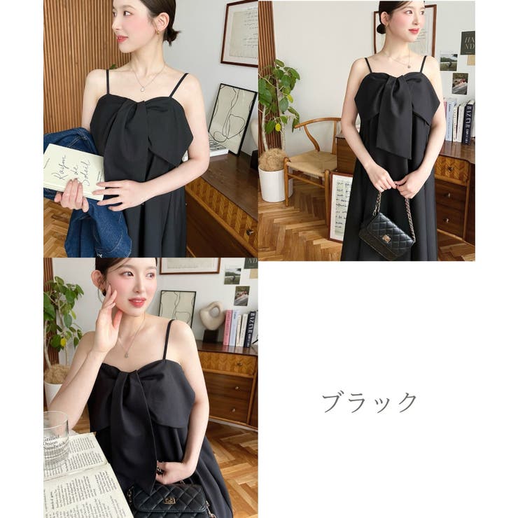 ひまわりMuses■42■ タックリボンワンピース ■ブラック■ ひまわりMuses□42□ タックリボンワンピース □ブラック