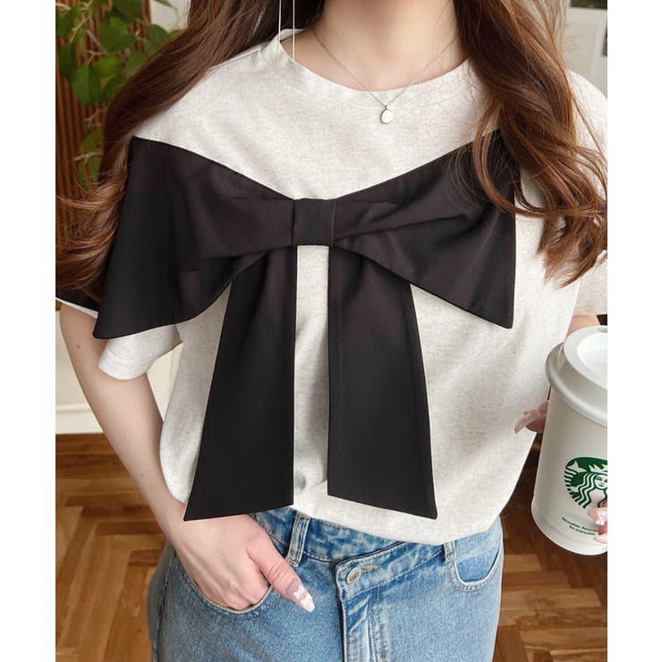 綿100%BIGリボンディテールカットソー | moment+ | 詳細画像9 