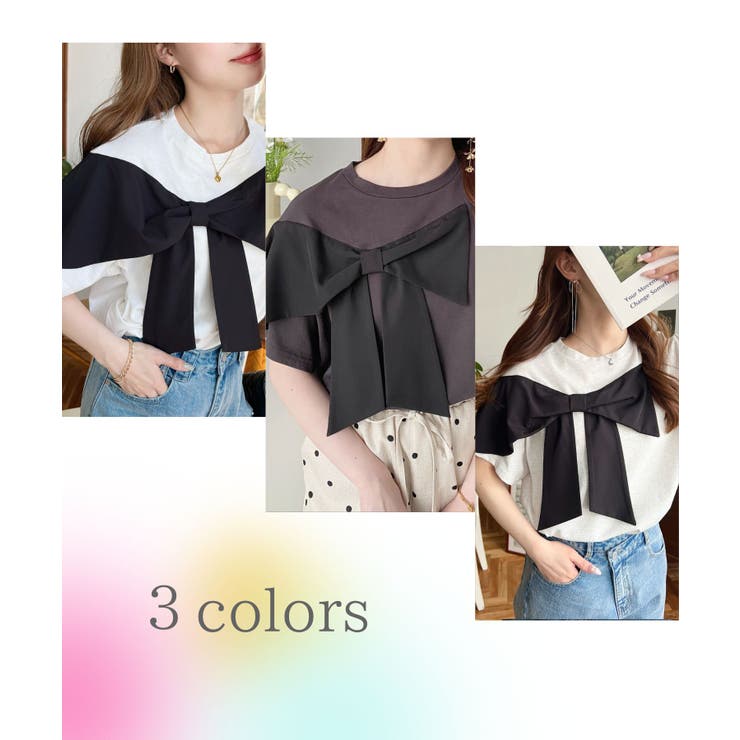 綿100%BIGリボンディテールカットソー | moment+ | 詳細画像2 