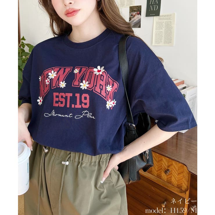 【S・Mサイズ】綿100％ロゴプリント　Tシャツ ロゴ入りゆるTシャツ(綿100%) - ファッション通販ならセシール