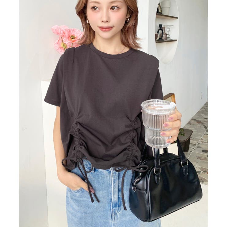 タックショルダー半袖ドロストTシャツ | moment+ | 詳細画像10 