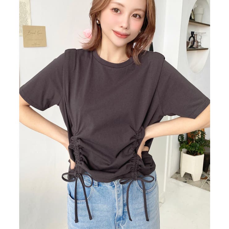 タックショルダー半袖ドロストTシャツ | moment+ | 詳細画像11 