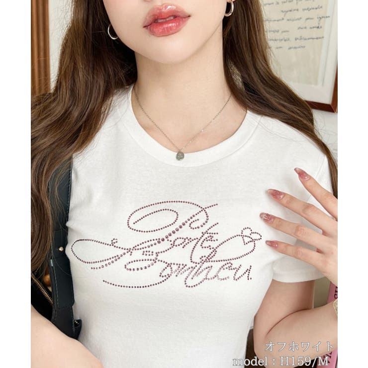 ラインストーンロゴ半袖チビTシャツ[品番：ERMW0000206