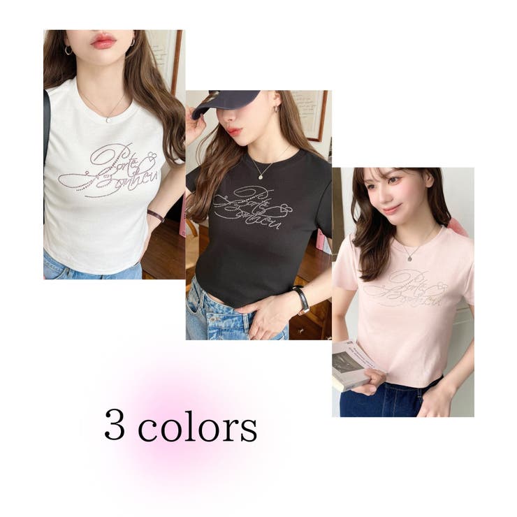 ラインストーンロゴ半袖チビTシャツ[品番：ERMW0000206