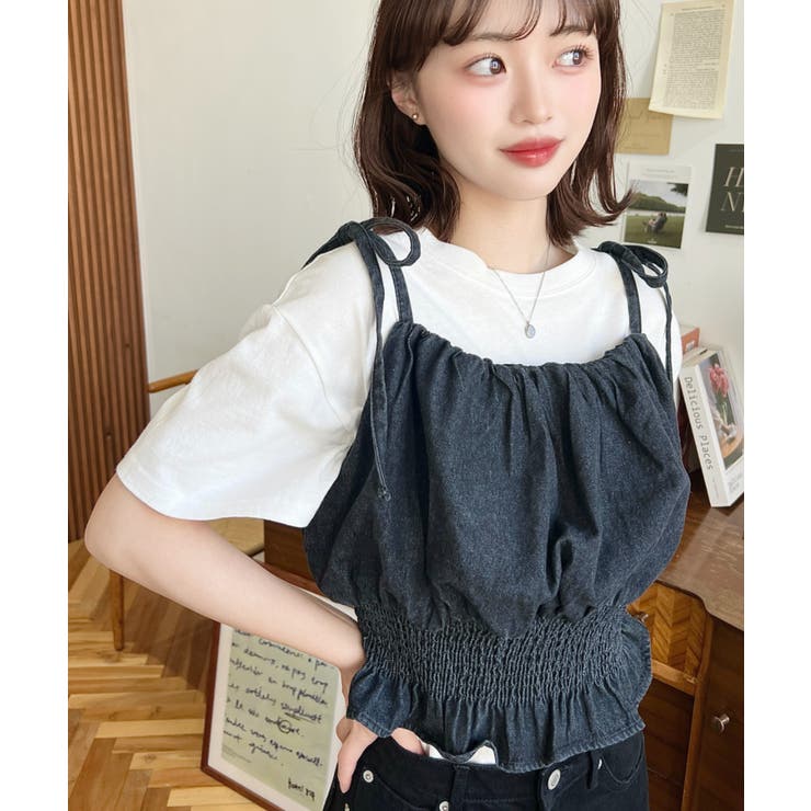 ライトオンスデニムシャーリングリボンキャミビスチェ | moment+ | 詳細画像12 