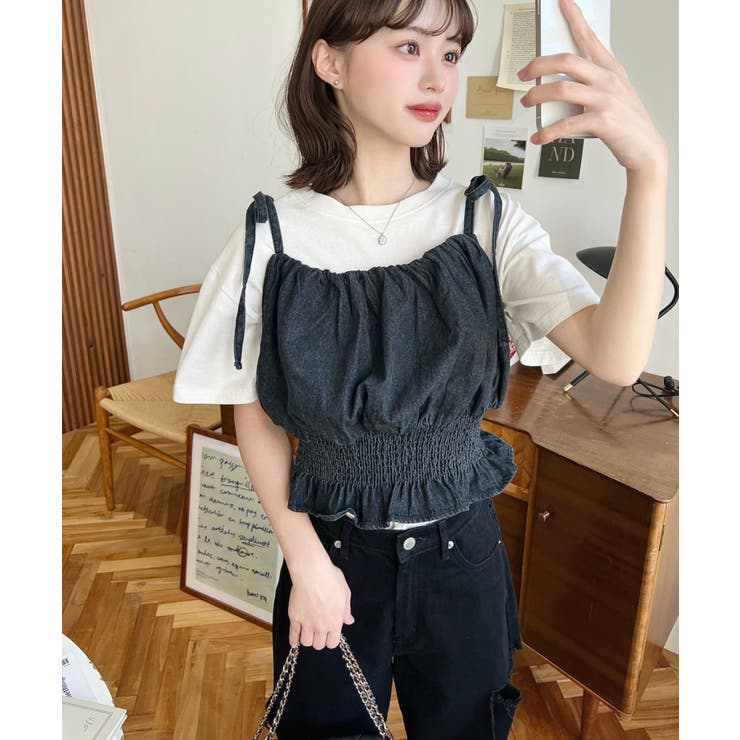 ライトオンスデニムシャーリングリボンキャミビスチェ | moment+ | 詳細画像13 