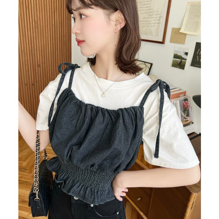 ライトオンスデニムシャーリングリボンキャミビスチェ | moment+ | 詳細画像14 