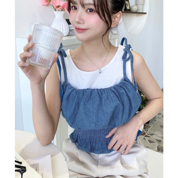 ライトオンスデニムシャーリングリボンキャミビスチェ | moment+ | 詳細画像8 