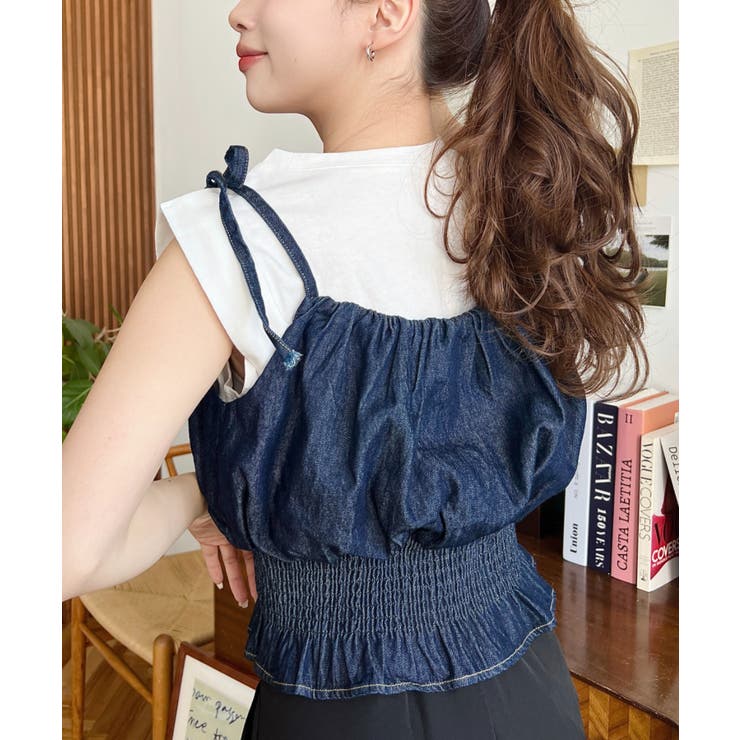 ライトオンスデニムシャーリングリボンキャミビスチェ | moment+ | 詳細画像10 