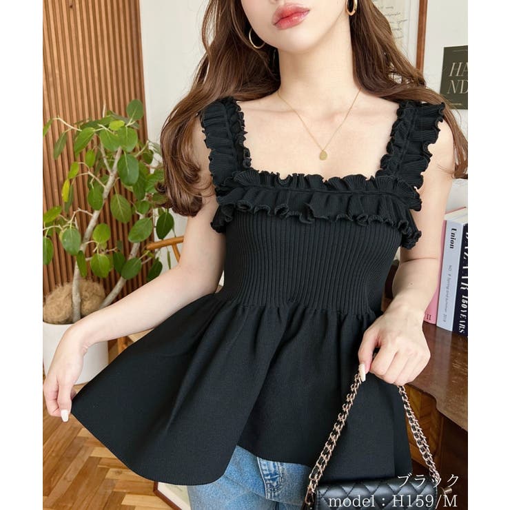 フリルペプラムニットキャミ[品番：ERMW0000150]｜moment+（モーメント