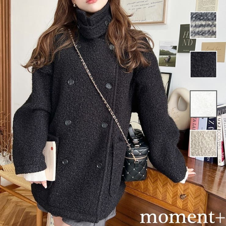 2WAYアレンジカラーPコートリングフェイクウール | moment+ | 詳細画像1 