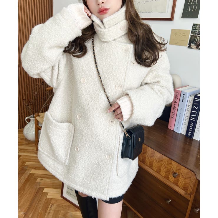 2WAYアレンジカラーPコートリングフェイクウール | moment+ | 詳細画像10 