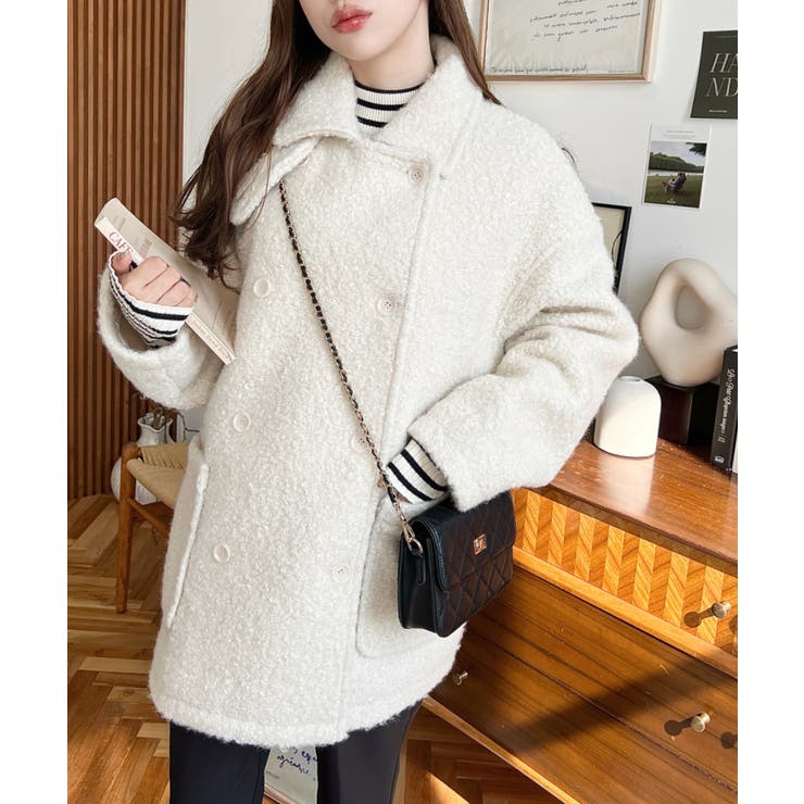 2WAYアレンジカラーPコートリングフェイクウール | moment+ | 詳細画像12 