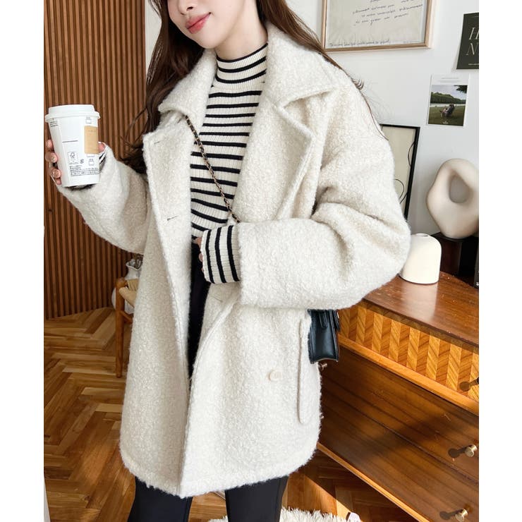 2WAYアレンジカラーPコートリングフェイクウール | moment+ | 詳細画像14 