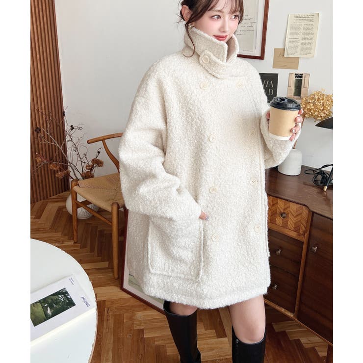 2WAYアレンジカラーPコートリングフェイクウール | moment+ | 詳細画像2 