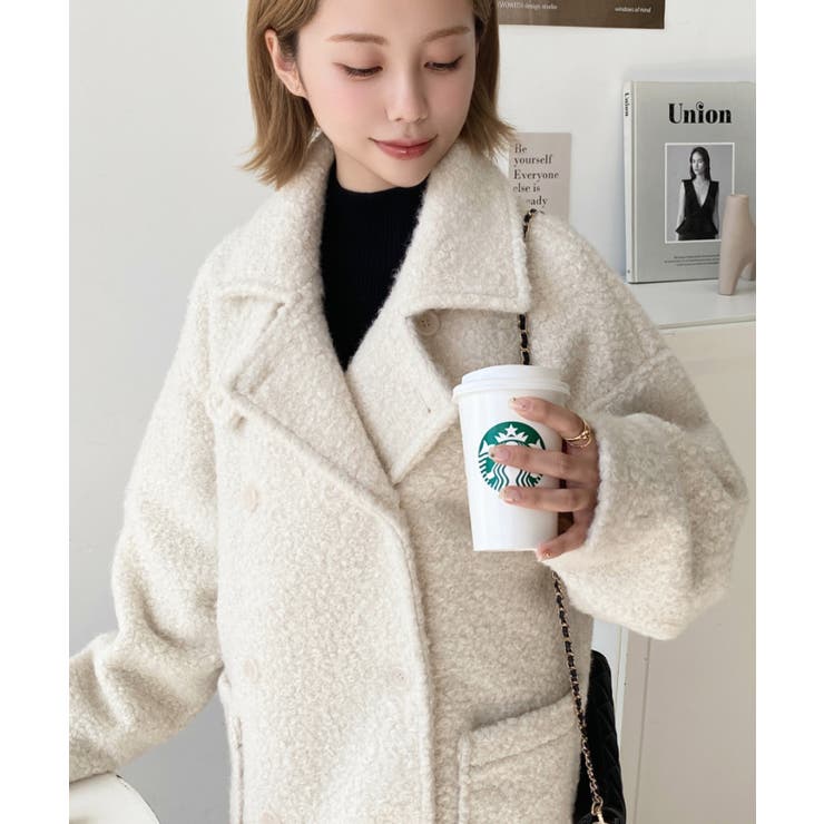 2WAYアレンジカラーPコートリングフェイクウール | moment+ | 詳細画像24 