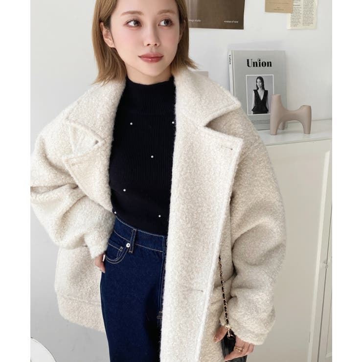 2WAYアレンジカラーPコートリングフェイクウール | moment+ | 詳細画像25 