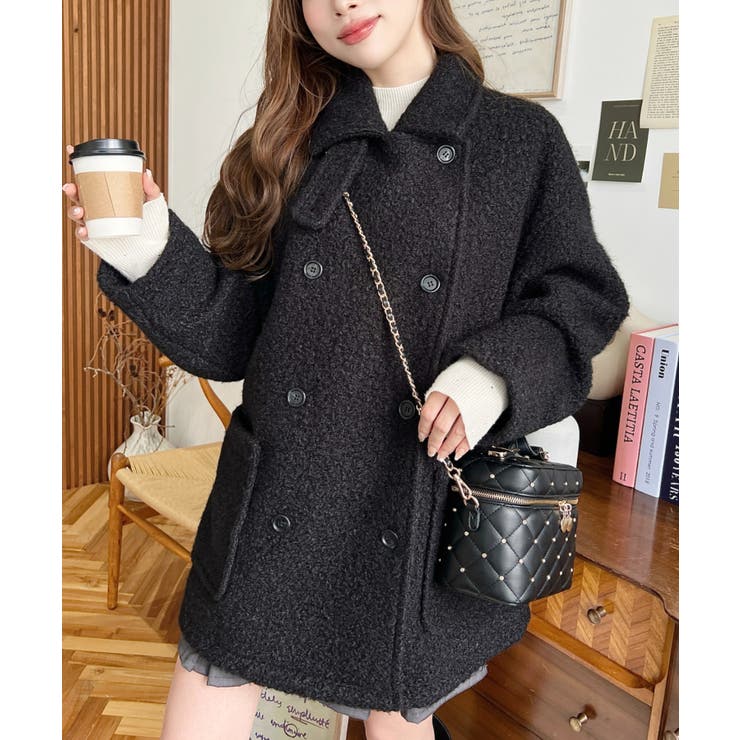 2WAYアレンジカラーPコートリングフェイクウール | moment+ | 詳細画像28 