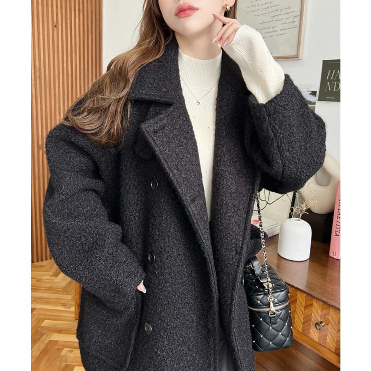 2WAYアレンジカラーPコートリングフェイクウール | moment+ | 詳細画像29 