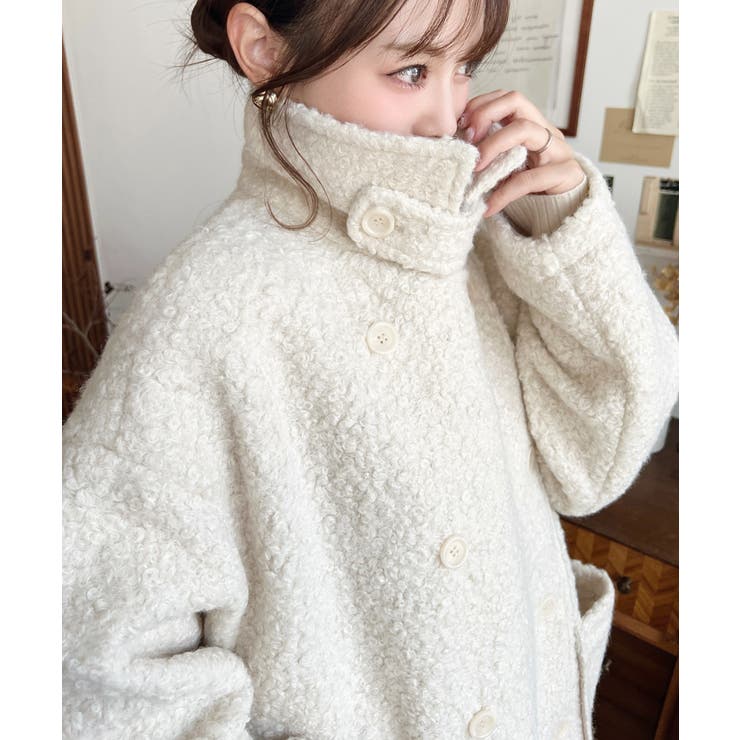 2WAYアレンジカラーPコートリングフェイクウール | moment+ | 詳細画像3 