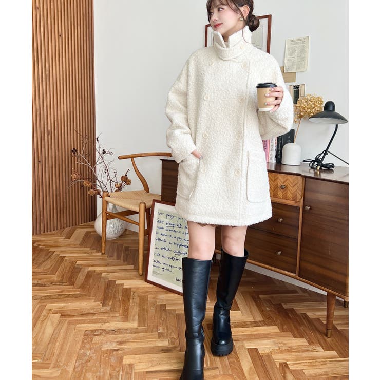 2WAYアレンジカラーPコートリングフェイクウール | moment+ | 詳細画像4 