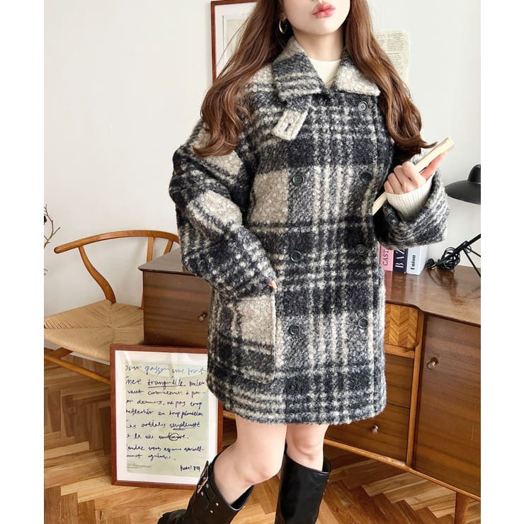 2WAYアレンジカラーPコートリングフェイクウール | moment+ | 詳細画像45 