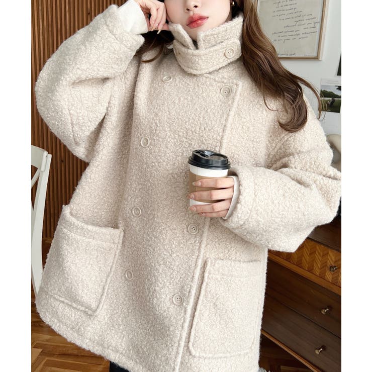 2WAYアレンジカラーPコートリングフェイクウール | moment+ | 詳細画像55 