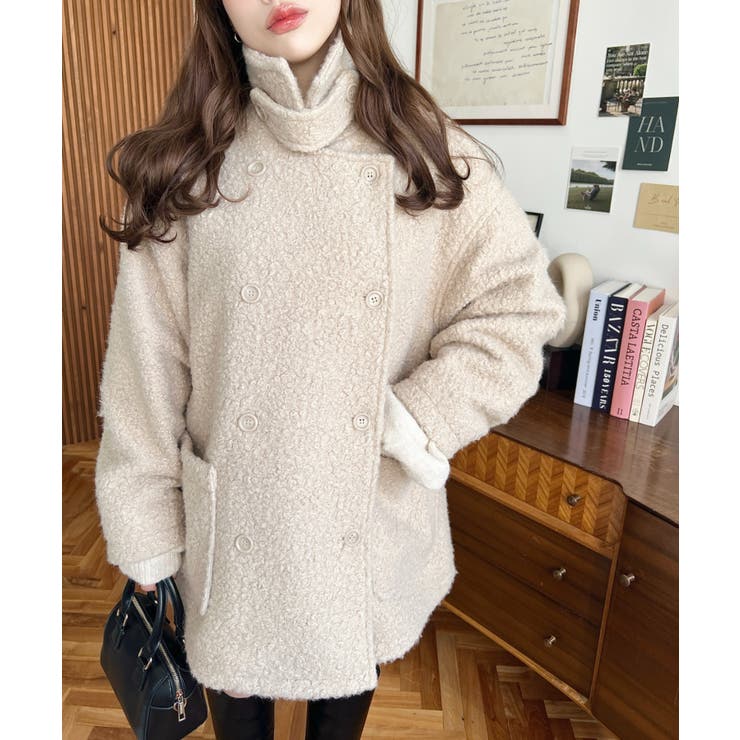 2WAYアレンジカラーPコートリングフェイクウール | moment+ | 詳細画像56 