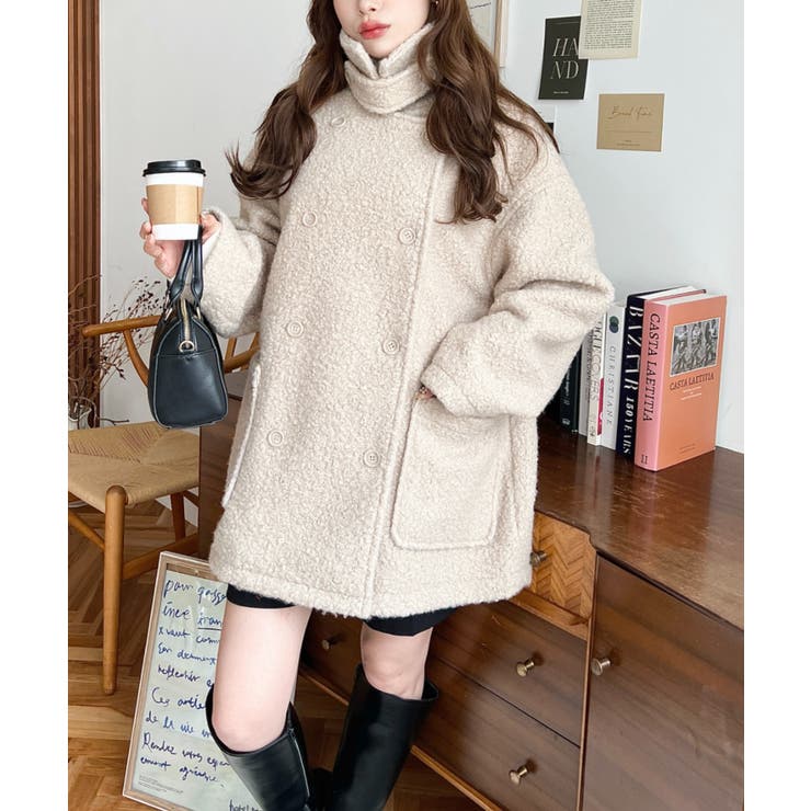 2WAYアレンジカラーPコートリングフェイクウール | moment+ | 詳細画像58 