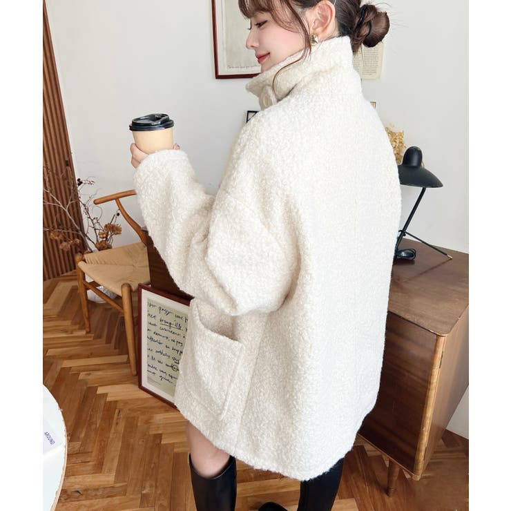 2WAYアレンジカラーPコートリングフェイクウール | moment+ | 詳細画像6 